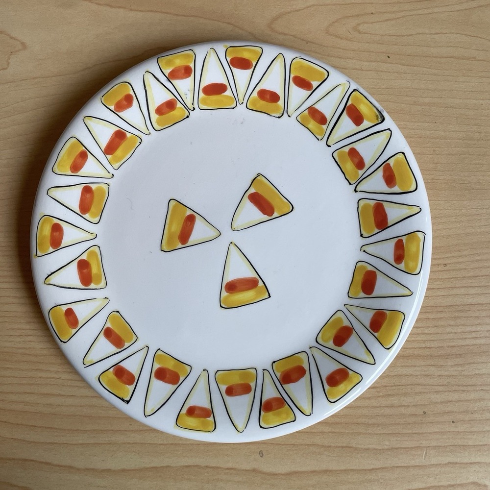 Vintage Bath and Body Works Halloween Candy Corn Candle Plate Holder 1999